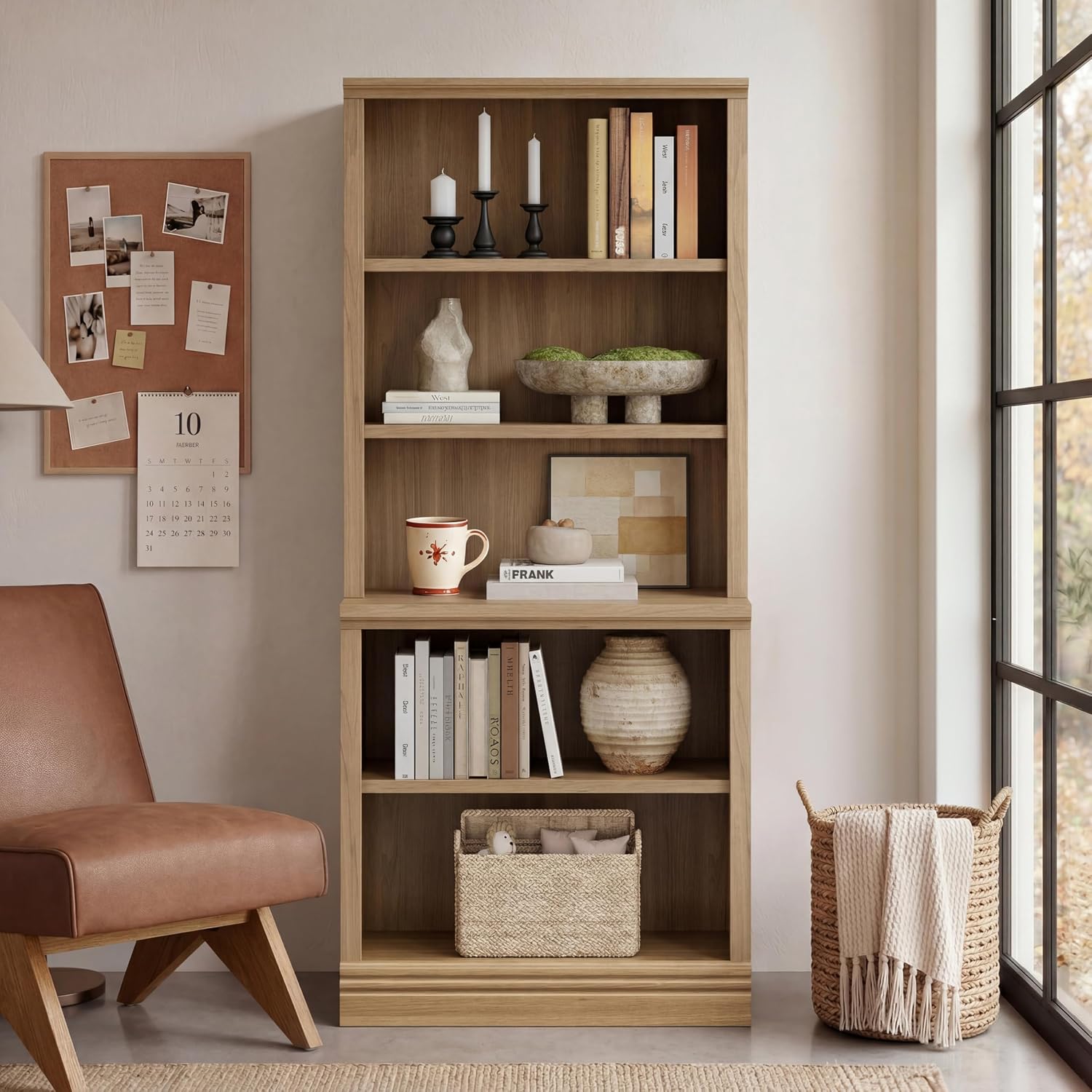 5-Tier Adjustable Multi-Depth Bookshelf