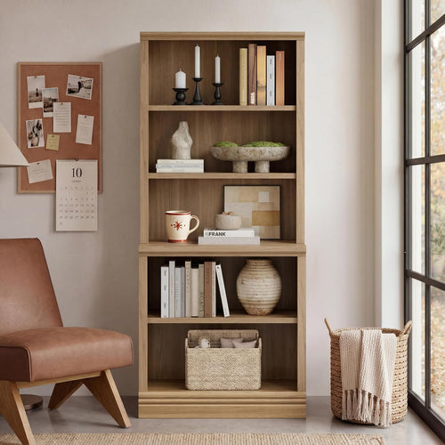 5-Tier Adjustable Multi-Depth Bookshelf