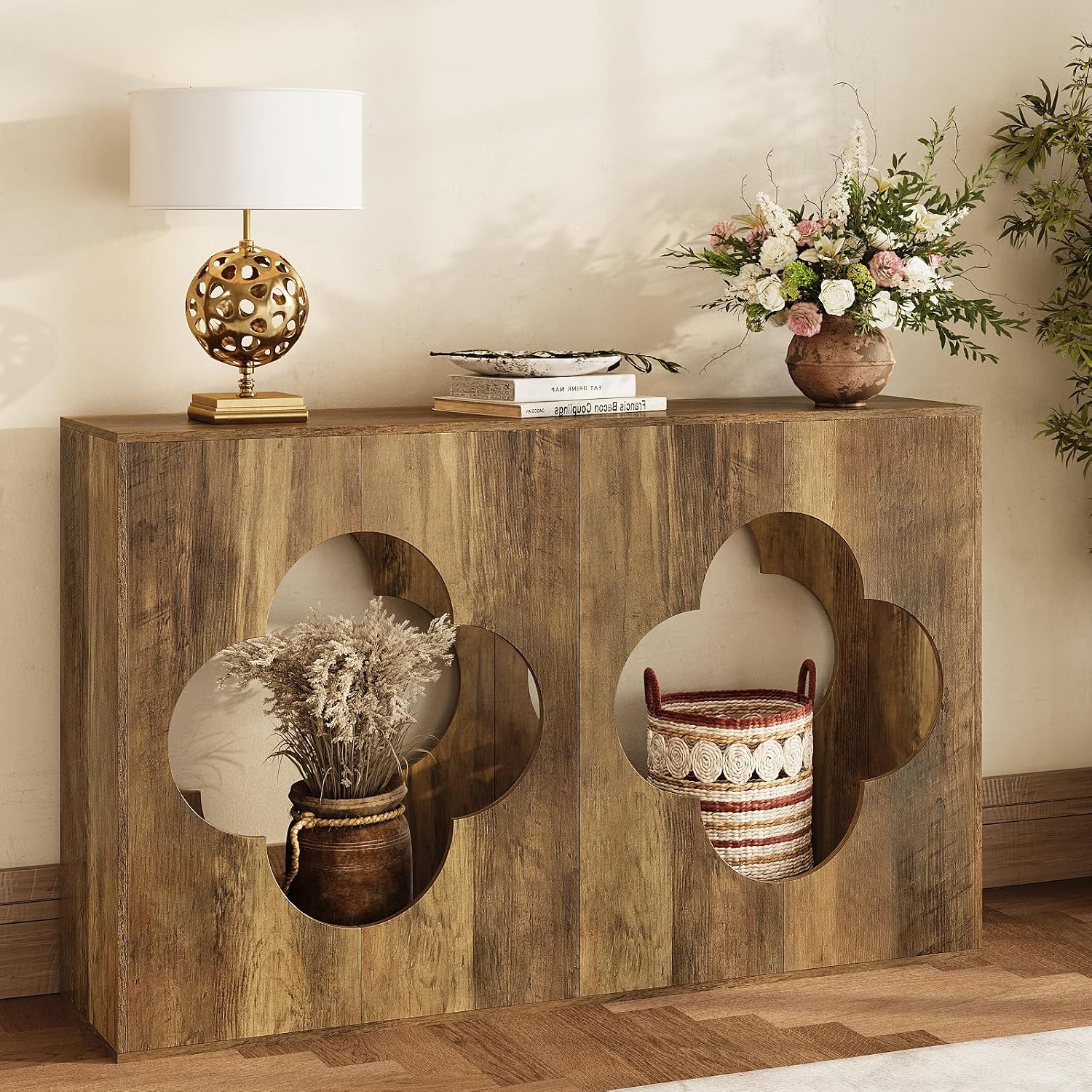 Retro Brown Farmhouse Console Table
