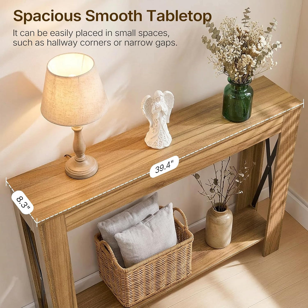 Light Walnut Farmhouse Console Table