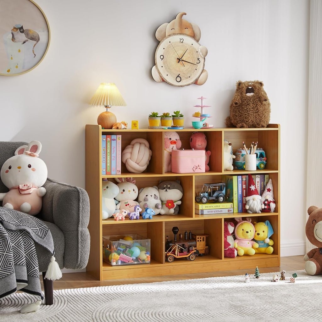 3-Tier Natural Wooden Storage Bookcase