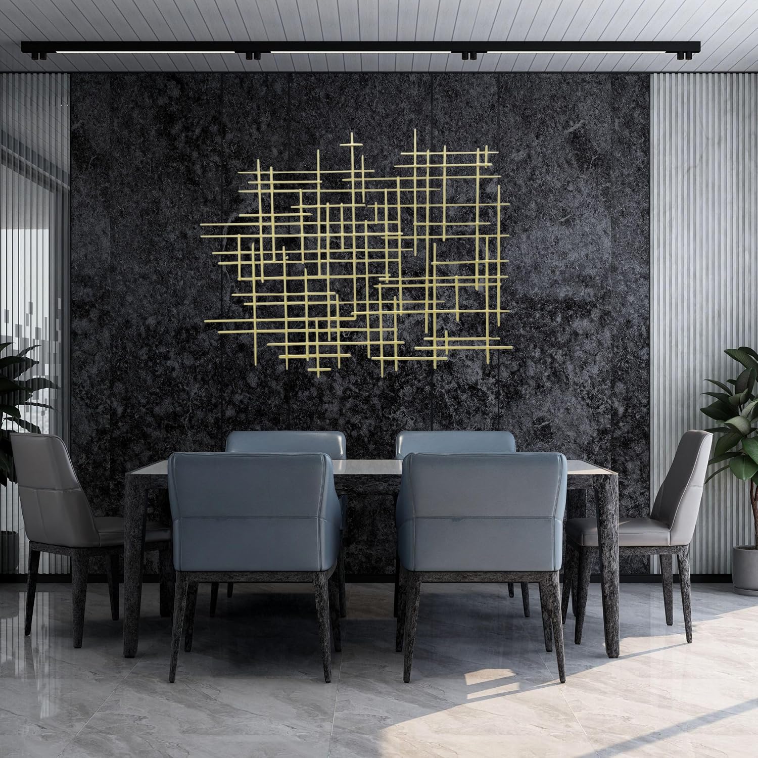 Champagne Geometric Metal Wall Art